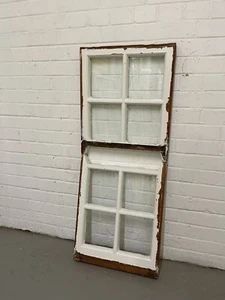 Coppia di finestre a fascia georgiane recuperate 4 pannelli pannello in legno 547 x 463 mm - Foto 1 di 11