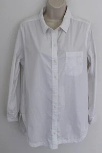 Athleta Shirt Medium weiß Stretch Baumwolle Button Down lang schlanker Kragen - Bild 1 von 8
