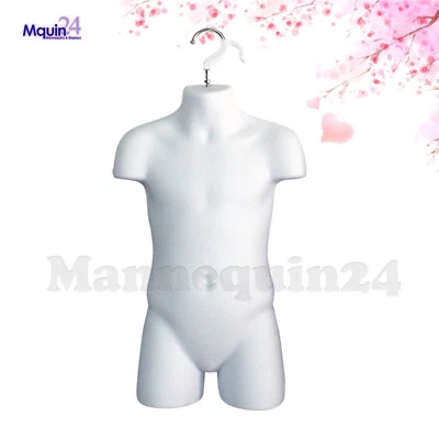 DISPLAYTOWN Mannequin Child White Torso - Kids' Hanging Dress Form -Hollow Back Hard Plastic
