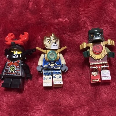 LEGO Lot Of 3 LEGENDS OF CHIMA Minifigures Stone Army Cragger Laval FIGS - Image 1 of 4