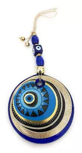 Decorazione Murale Turchia 27 Cm Occhio Turco Portafortuna Nazar In Vetro 10 Cm - Foto 1 di 6