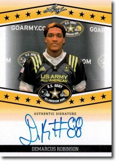 2013 DEMARCUS ROBINSON Leaf Army Autograph Rookie + Patrick Mahomes KC Chiefs - Image 1 of 1