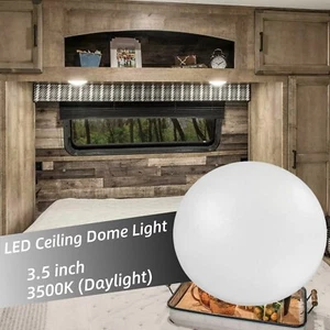 12V 3.5" Round LED Ceiling Dome Light RV Trailer Interior Under Cabinet Lamp - Picture 1 of 9