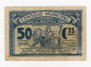 España España Guerra Civil Almansa Albacete 50 Céntimos 1937 Fino - Imagen 1 de 2