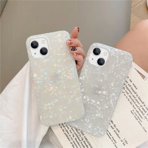 For iPhone 16 15 Pro Max 14 13 12 11 ShockProof Marble Shell Soft IMD Case Cover - Picture 1 of 13