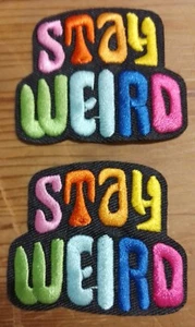 2 x STAY WEIRD Embroidered Patchs Motif 5.5cm x 4.6cm, Iron-on Sew or Glue - Picture 1 of 1