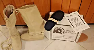 Steger Mukluks Ojibwe 17" Tall Blond Moosehide Leather Boots Women 8 Wide. NIB. - Picture 1 of 14