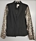 AUTH MINI CHICA EMBELISHED SEQUINS LONG SLEEVE BLAZER PREOWNED SZ L