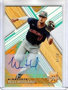 2019 Panini Elite Extra Edition Auto WILL HOLLAND Twins DIE CUT AUTOGRAPH 06/10