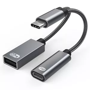 2 in 1 USB Type C Cable Converter OTG Adapter 60W PD Fast Charging Data Sync - Picture 1 of 13