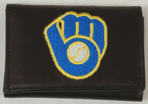 MLB Milwaukee Brewers Tri-Fold Leather Wallet, New (Embroidered Logo) Cover