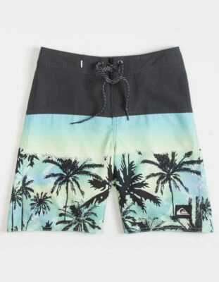 Quiksilver Toddler Boy's 3T Board Shorts Everyday Panel Blue Green Palm Tree - Image 1 of 2