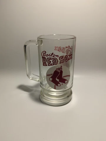 Boston Red Sox Glass Stein MLB Baseball Tankard Glass Double Sided 6” Tall Cover