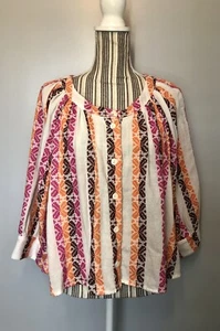 Lou Grey Button Down Cotton Colorful Boho Tunic Top - Picture 1 of 6