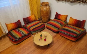 8 pieces Old Moroccan Cushion pouf cover handmade vintage Berber pillow - Picture 1 of 7