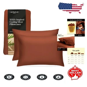 Breathable Silver-Infused Pillow Cases - Cooling Comfort in Terracotta, 2-Pack - Picture 1 of 7