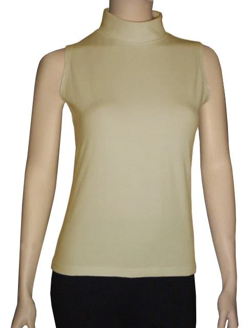 Top de mujer de algodón spandex sin mangas plegable cuello alto 1 por Emily Chen EE. UU. Foto 1 de 1