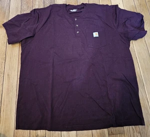 Carhartt Burgandy Henley Men's Shirt 2XL Loose Fit - Picture 1 of 4