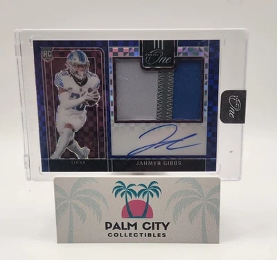 Jahmyr Gibbs 2023 Panini One Precision Rookie Patch Auto Blue 07/75 #314 RC - Image 1 of 2