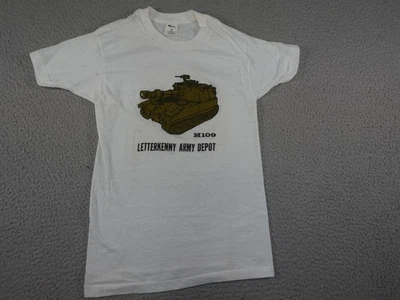 Vintage Letterkenny Army Depot Shirt Youth Large White M109 Tank Kmart 80s USA - Image 1 of 4
