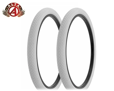 2 ALTA BICYCLE DURABLE S-2 WIRE BEAD TIRES 26 x 2.125 WHITE CLASSIC MINI BRICK. - Image 1 of 2