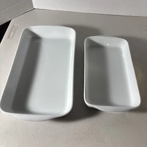 ZWEI Pillivuyt Culinaire Weiß Porzellan 11,5”&9,5” Rechteck Bäcker Backformen - Bild 1 von 8