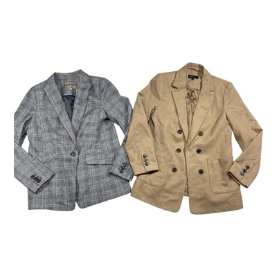 Lote de 2 Chaqueta Blazer Talbots Mujer Talla 8 Marrón Gris Ventana Lana D5 Foto 1 de 4