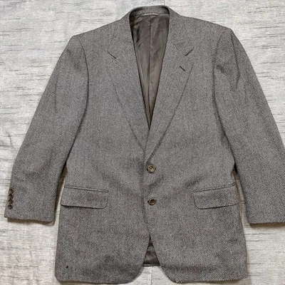 Canali Made in Italy Wool Cashmere Sports Coat Blazer Men's  52 R Black White - Imagem 1 de 4