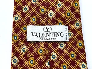 Corbata de seda VALENTINO estampada roja y dorada - Imagen 1 de 3
