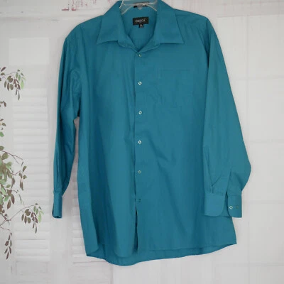 Camisa de Vestir Omega Italia 2XL Azul Teal Puntos Abotonados Manga Larga Bolsillo Usada en Excelente Condición Foto 1 de 4