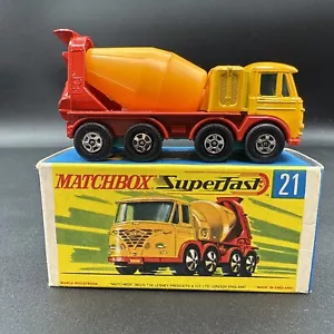 Vintage Lesney Matchbox Superfast #21 RED FODEN CONCRETE TRUCK Original Box - Picture 1 of 11