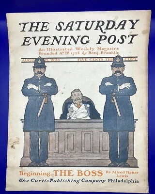 8-15-1903 Saturday Evening Post Magazine w/Guernsey Moore Cover Art "The Boss" Foto 1 de 4