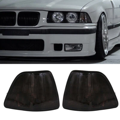 FOR 92-98 BMW E36 3-SERIES 4DR SEDAN/HATCHBACK EURO SMOKE LENS CORNER LIGHTS - Image 1 of 4