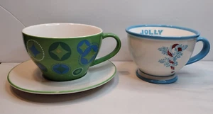 2 Starbucks Holiday Christmas Stocking grün blau Kaffeetasse - Becher & Untertasse - Bild 1 von 12