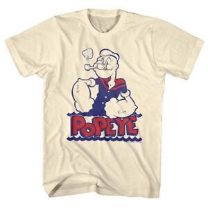 Popeye The Sailorman Sea Bound Men's T Shirt Vintage Cartoon Waves Comic Pipe