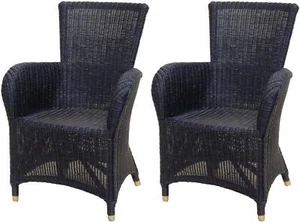 2er Set Bequemer Esszimmer-Sessel mit hoher Rückenlehne (2er Set Dunkelblau) - Bild 1 von 3