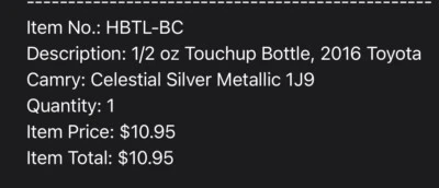 Camry Touch Up Paint brand New, Automotive Touch up Camry Celestial # 1J9 1/2oz. - Image 1 of 2