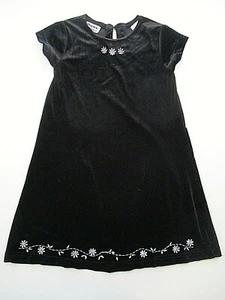 Vestido BLUEBERI BOULEVARD Talla 4 Niñas Terciopelo Negro S/S Flor Adornado Nuevo con Etiquetas - Imagen 1 de 8