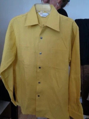 NOS DaVINCI 50's-60's "The Bay" Yellow Gabardine Long Sleeve Camp Loop Collar M - Image 1 of 2