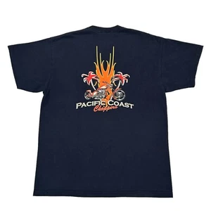 Vintage Pacific Coast Choppers Motorrad dunkelblau Kurzarm T-Shirt Gr. XL - Bild 1 von 5