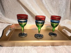3 coloridas gafas de aperitivo cordial diseños de oro mate - Imagen 1 de 7