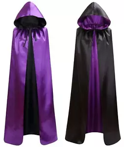 Unisex Reversible Hooded Cloak Cape for Christmas Halloween Party Vampires Co... - Picture 1 of 7