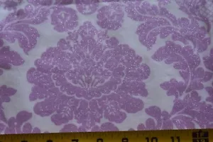 31" Long, Silver-Glitter & Lavender Floral on White Cotton/Michael Miller, N3835 - Picture 1 of 5