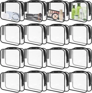 16 Pack Clear Makeup Bags Bulk, TSA Approved Toiletry Bags Travel Pouch, Waterpr - Picture 1 of 7