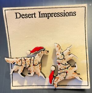 Desert Impressions English Setter Dog Christmas Earrings Barbara Hansford Nice!