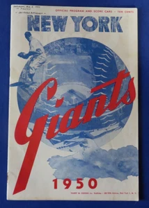 Aug 5, 1950 NY GIANTS BASEBALL SCORECARD PROGRAM Signed By Jim Hearn - Picture 1 of 4