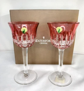 Coppia bicchieri vino calici Waterford Crystal SIMPLY PINK - 100% autentici nuovi LEGGI** - Foto 1 di 7