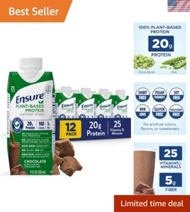 Convenient Vegan Protein Shakes - 12 Count, 20g Protein, Gluten-Free Chocolate - Picture 1 of 11