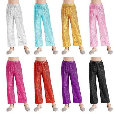 Kids Girls Pants Athletic Dance High Waist Trousers Street Sweatpants Stage - Image 1 of 3