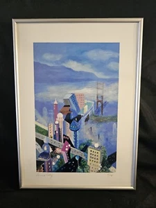 Print on Canvas Abstract City Scene Limited Edition Signed Num 4/15 Framed 14" - Picture 1 of 10